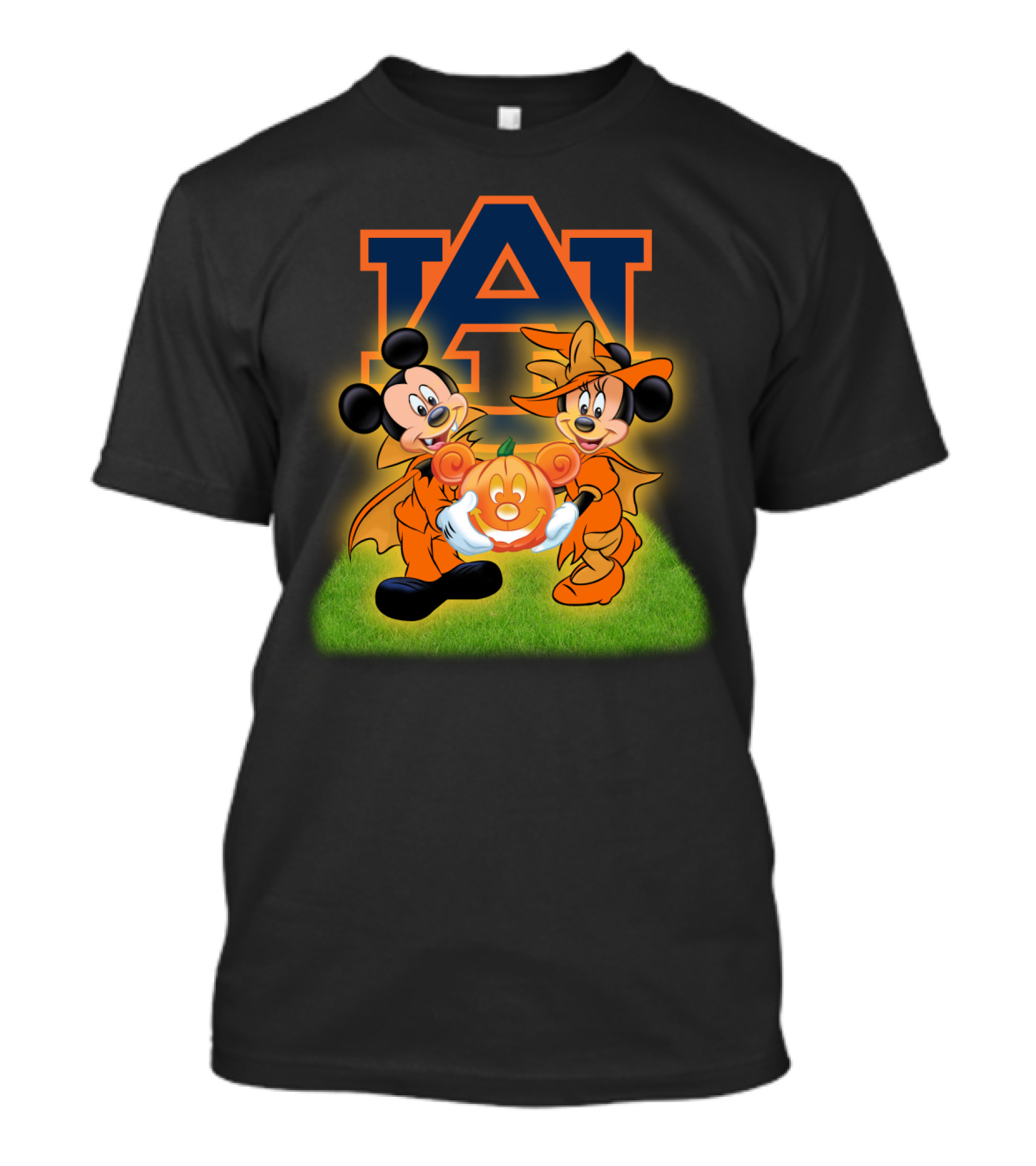 Auburn Football Halloween Mickey And Minnie Pumpkin T-Shirt