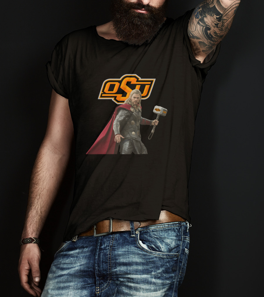 Oklahoma State Football Osu Thor Crossover With Hammer T-Shirt