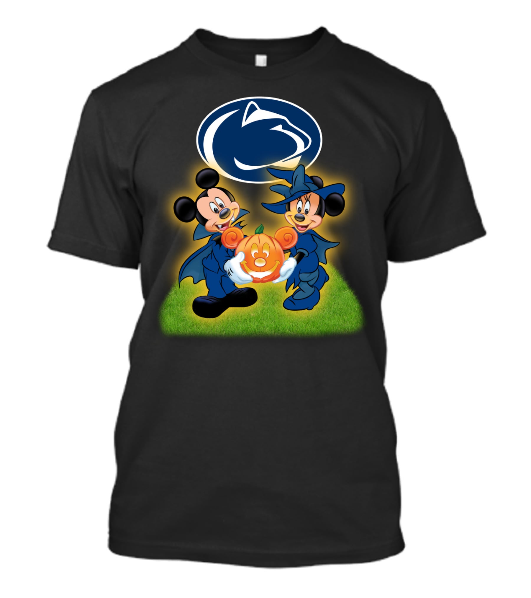 Penn State Nittany Lions Halloween With Mickey And Minnie Mouse Pumpkin T-Shirt