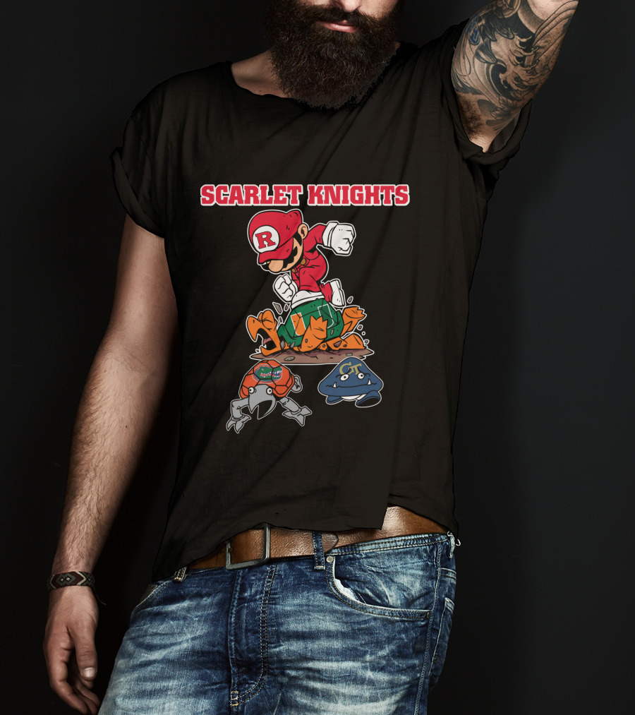 Scarlet Knights Rutgers Football Illustration With Sports Mascots T-Shirt
