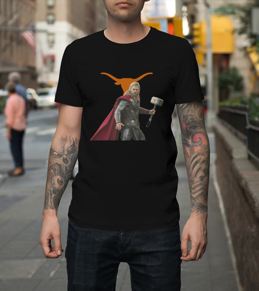 Texas Longhorns Football Thor Hammer Crossover T-Shirt