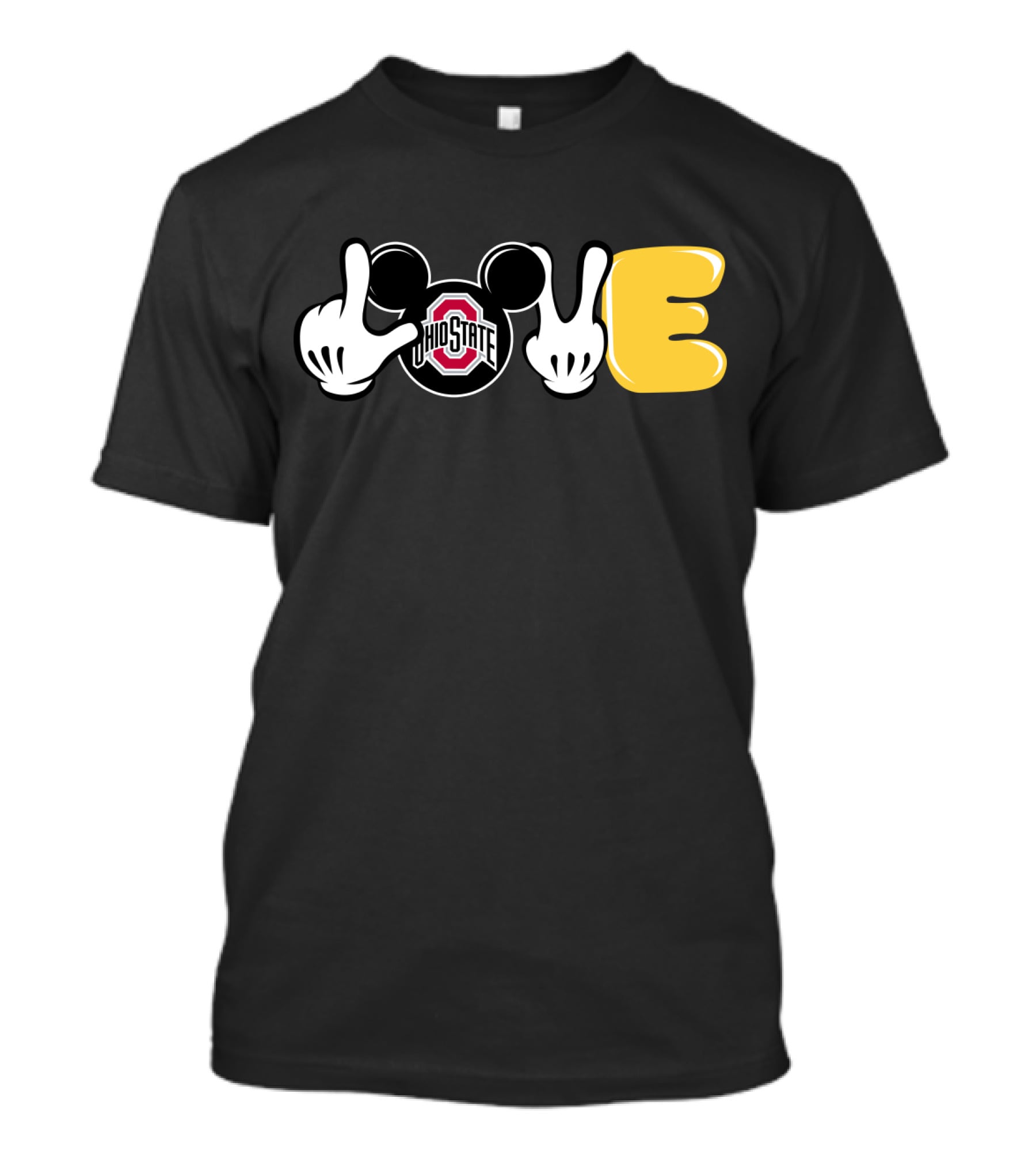 Love Ohio State Football Mickey Hands And Ears T-Shirt