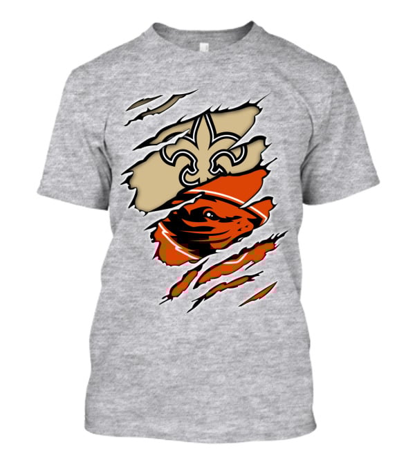 Saints Fleur-de-lis And Beavers Mascot Ripped T-Shirt