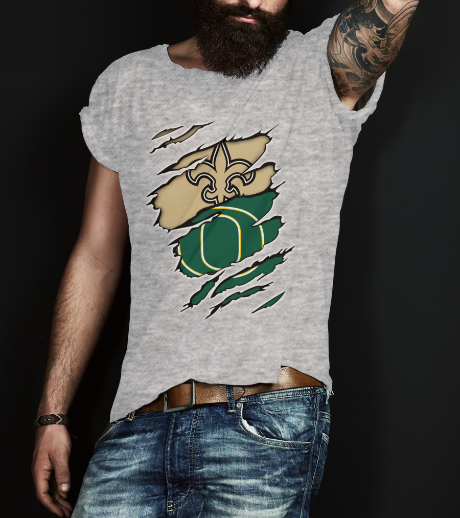 New Orleans Saints Oregon Ducks Logo Mashup T-Shirt