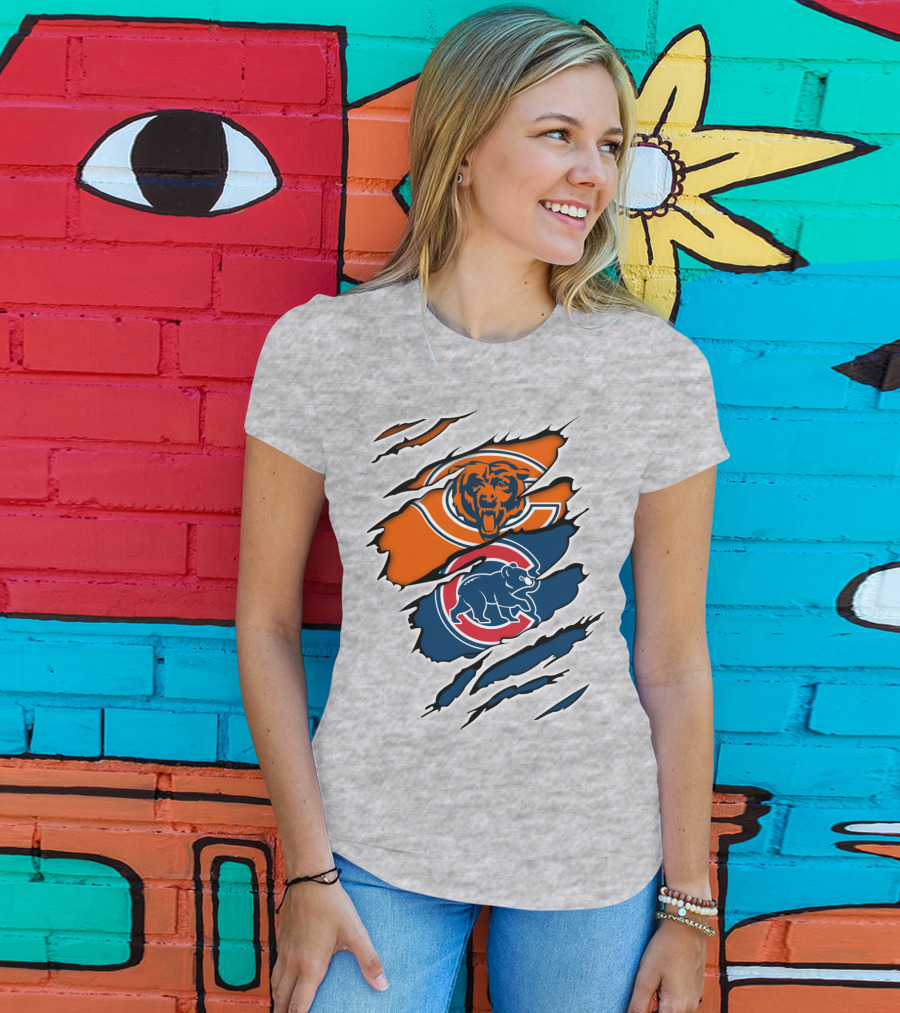 Chicago Bears Cubs Claw Marks Sports T-Shirt