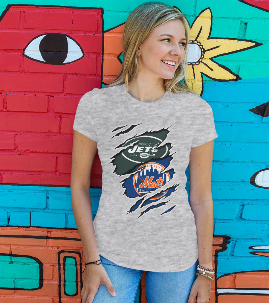 Jets Mets NFL MLB Sports Fan Combo T-Shirt