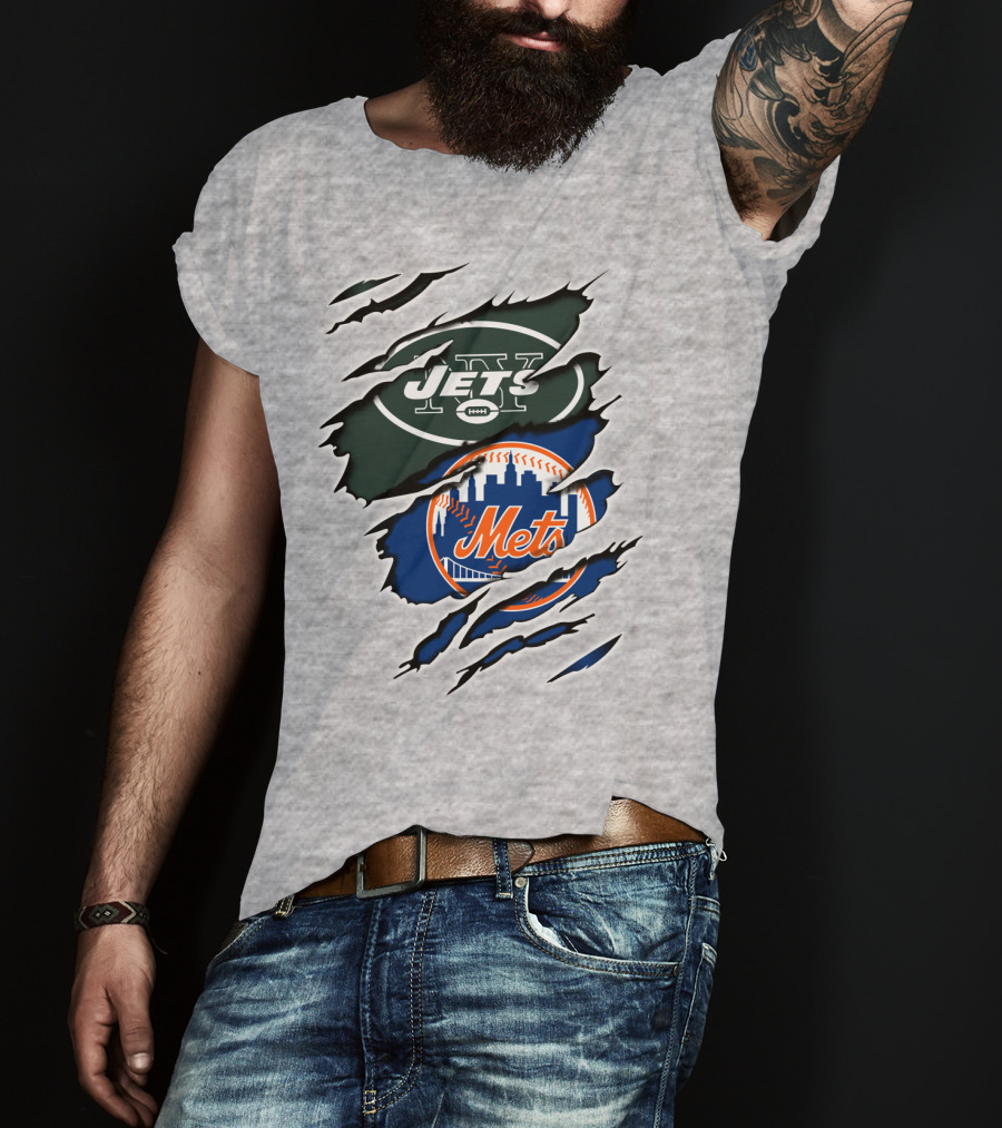 Jets Mets NFL MLB Sports Fan Combo T-Shirt