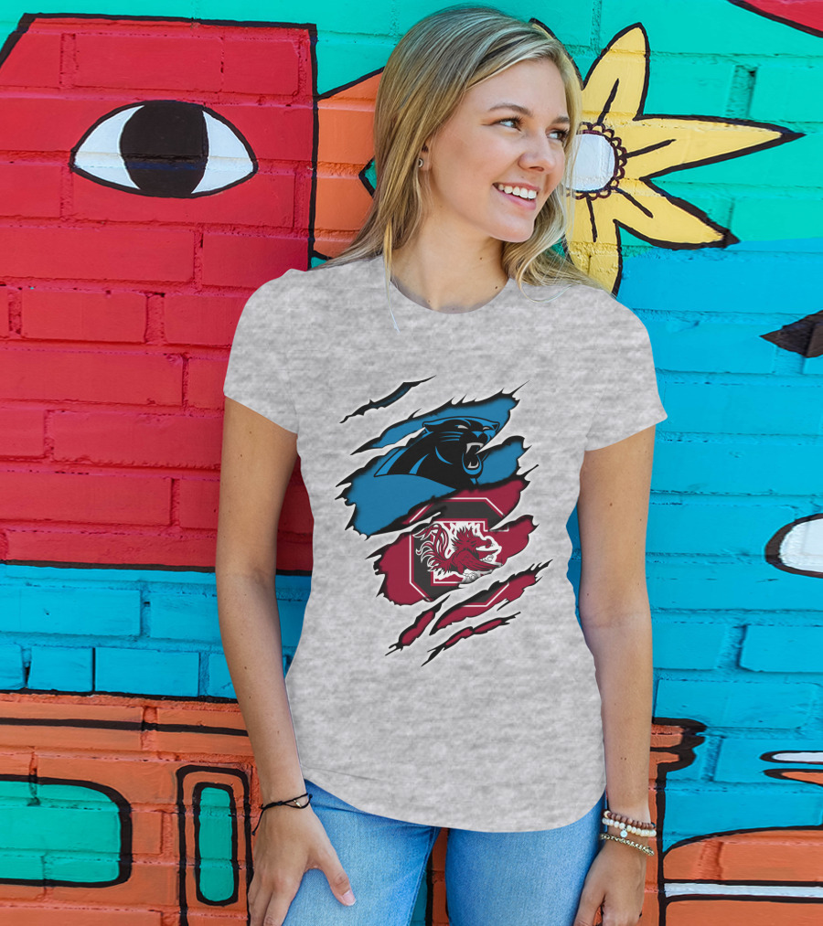 Panthers Gamecocks Clawmarks Logo Fusion T-Shirt