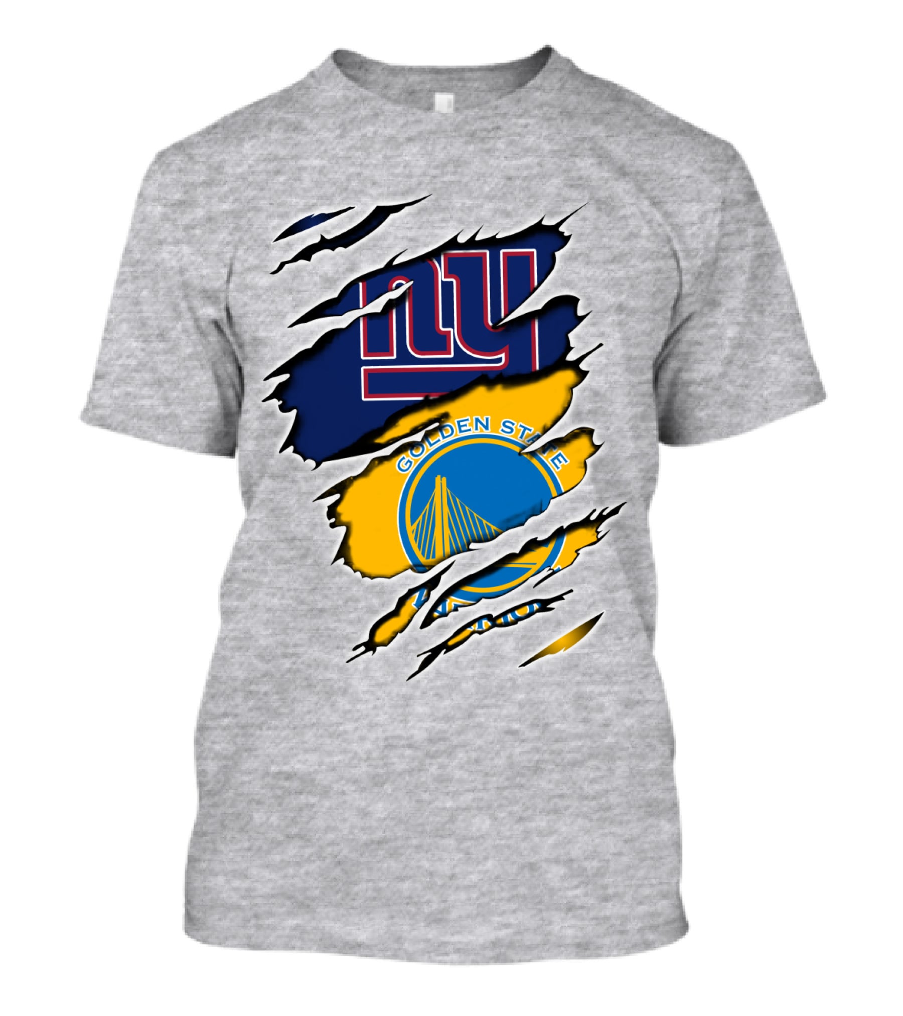 New York Giants Golden State Warriors Ripped Dual Team Representation T-Shirt