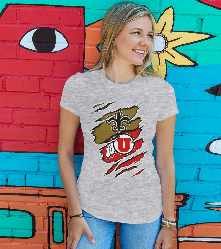 New Orleans Saints Utah Utes Torn Claw T-Shirt