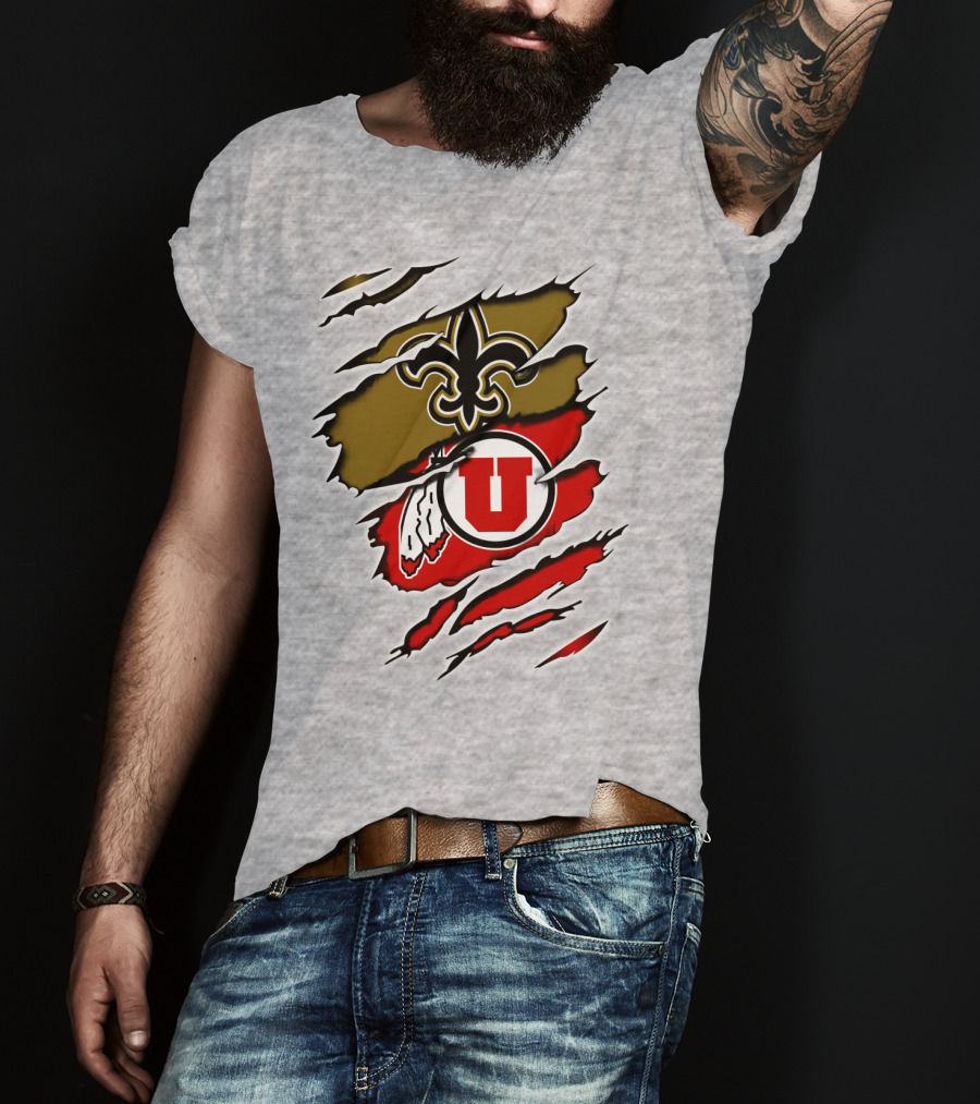 New Orleans Saints Utah Utes Torn Claw T-Shirt