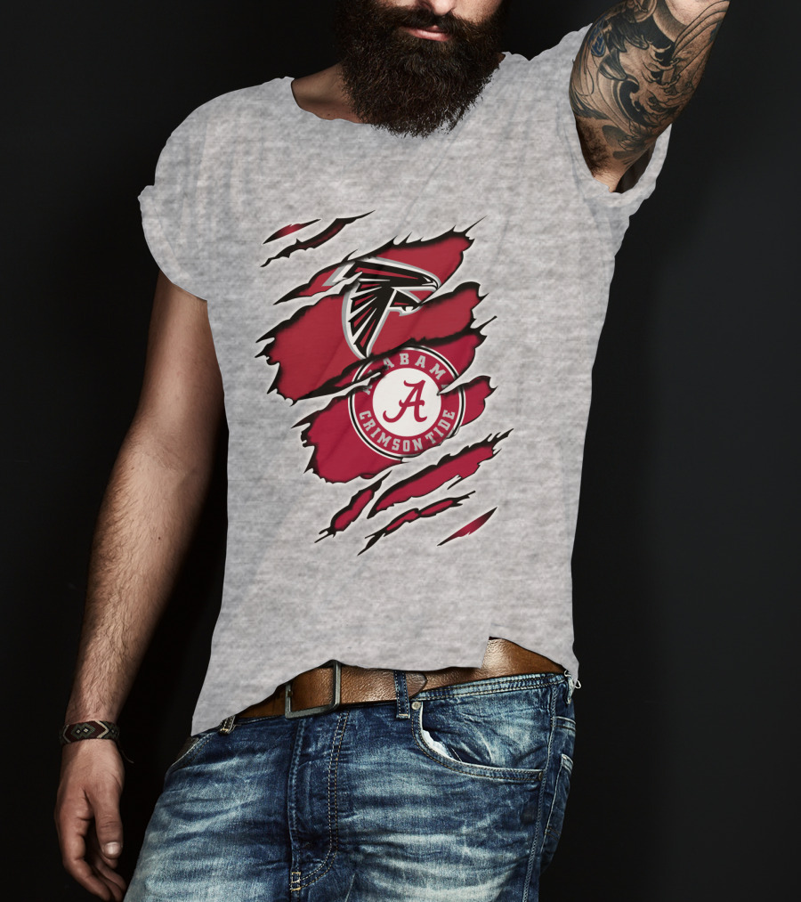 Alabama Crimson Tide Falcons Logo Torn T-Shirt