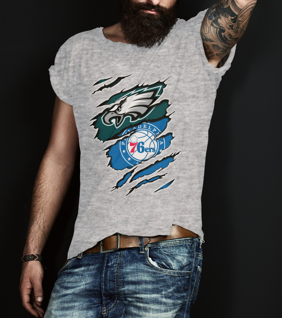 Philadelphia Eagles 76ers Rip Claw T-Shirt