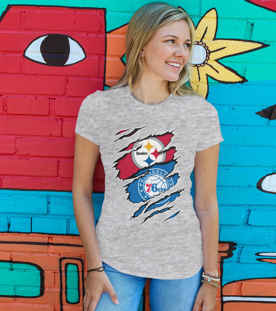 Steelers Philadelphia 76ers Logo Mashup T-Shirt