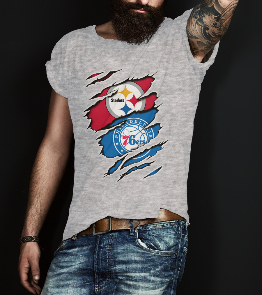 Steelers Philadelphia 76ers Logo Mashup T-Shirt