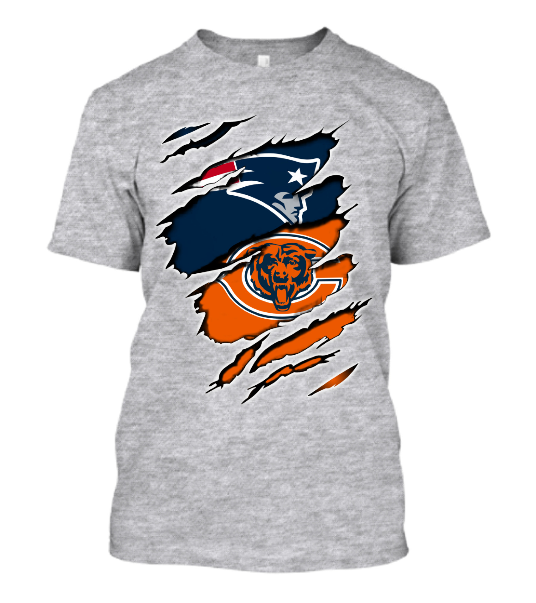 Patriots Bears Logos Clash Ripped T-Shirt
