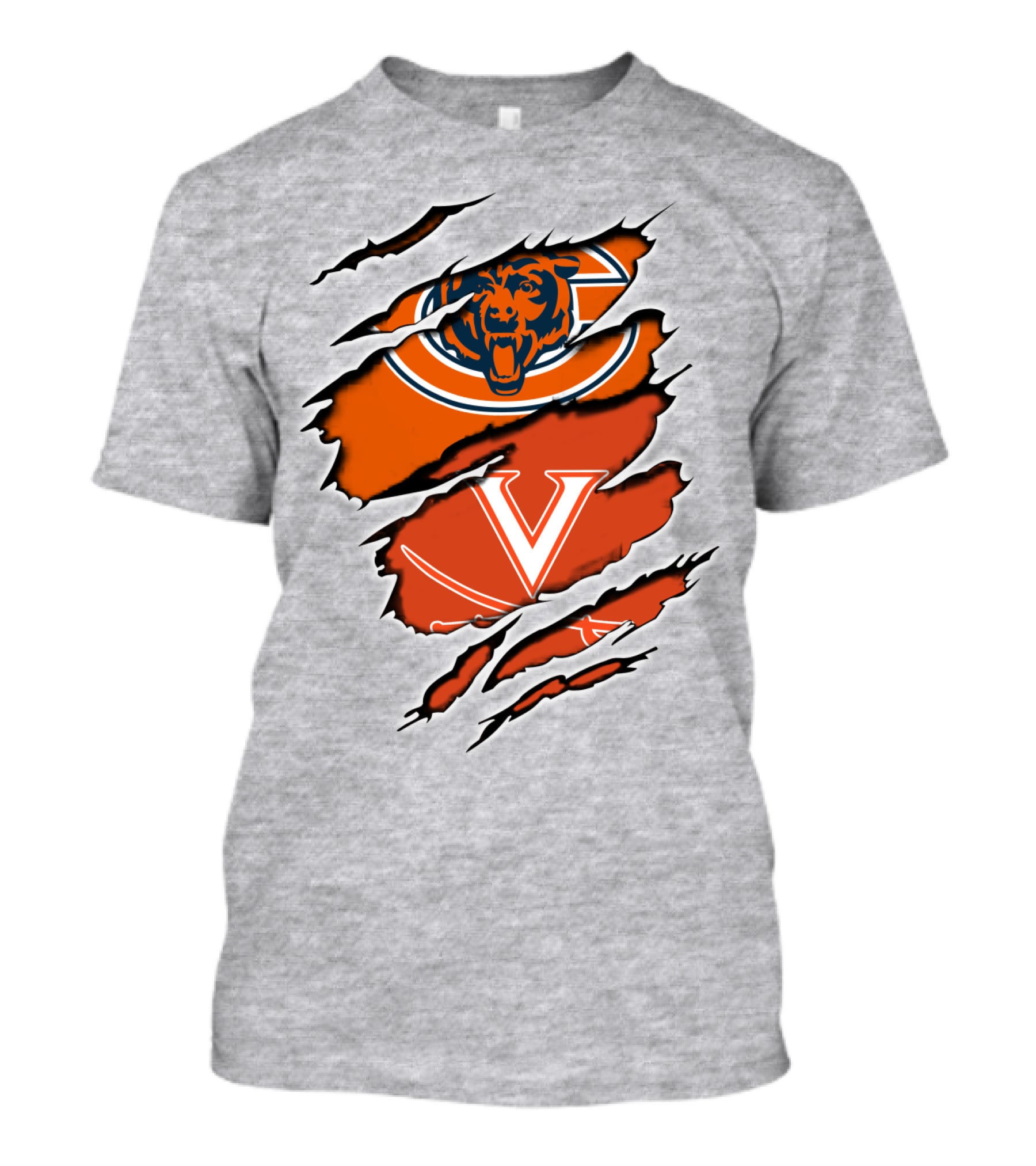 Bears Cavaliers Logo Fusion Football Fan T-Shirt