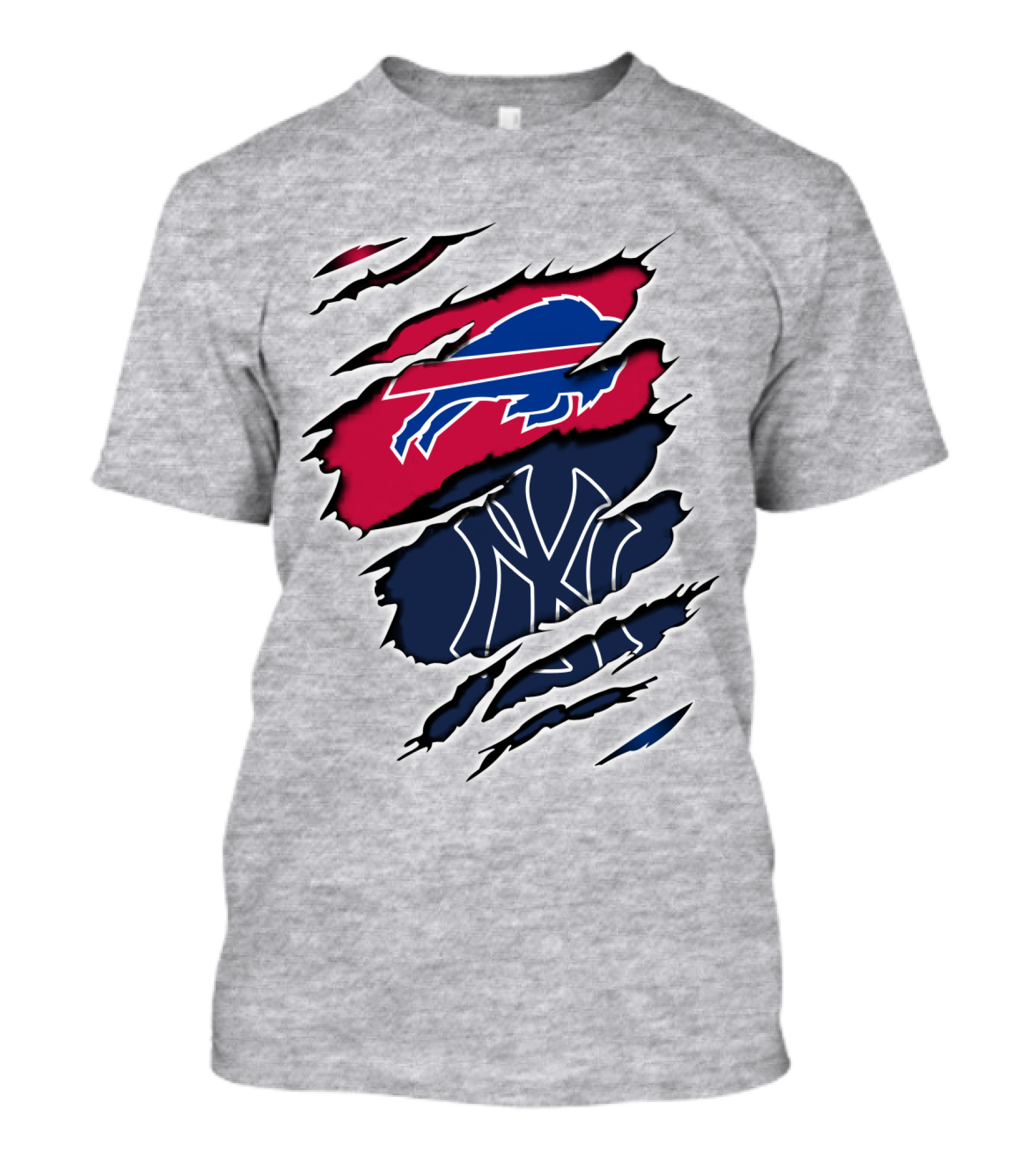 Buffalo Bills New York Yankees Torn Logo Mashup T-Shirt