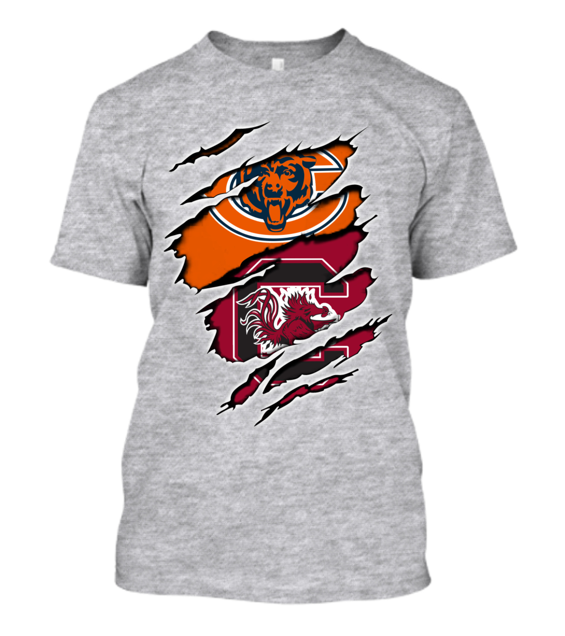 Bears Gamecocks Football Claw Marks Logo Mashup T-Shirt