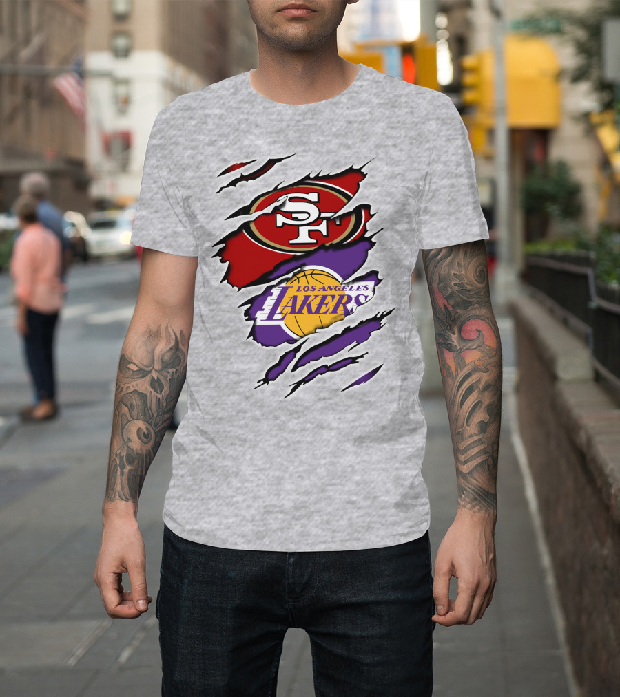 49ERS SF Los Angeles Lakers Logo Mashup T-Shirt