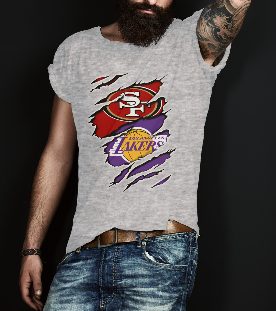 49ERS SF Los Angeles Lakers Logo Mashup T-Shirt