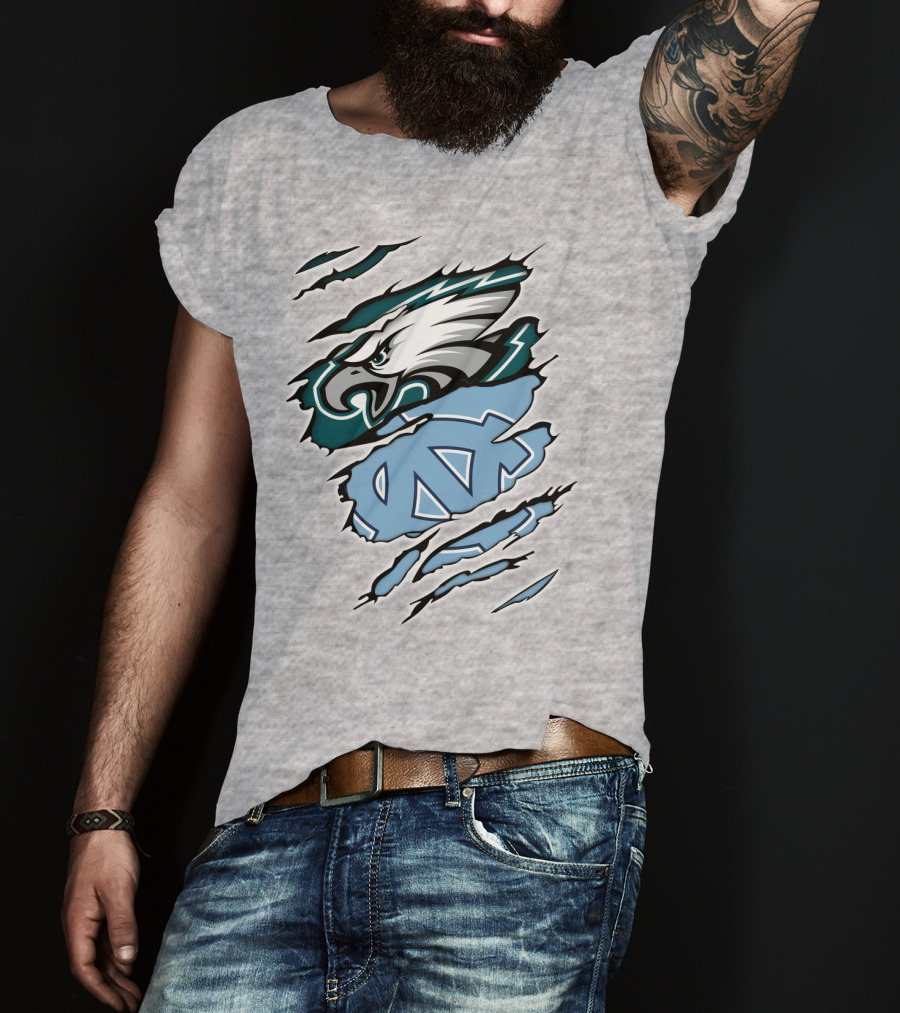 Philadelphia Eagles North Carolina Tar Heels Logo Fusion T-Shirt
