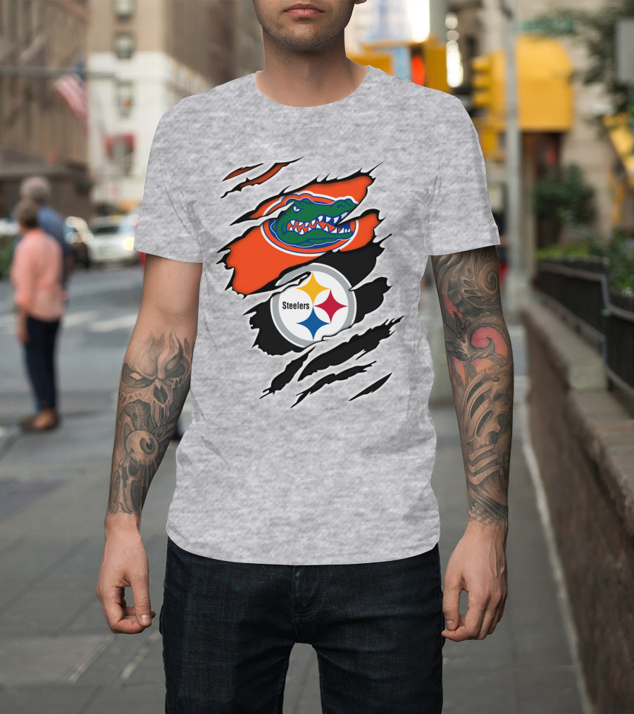 Gators Steelers Florida Football Team Ripped T-Shirt