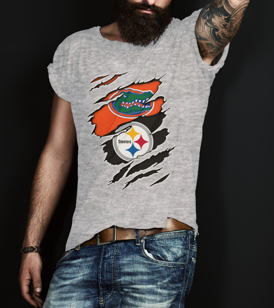 Gators Steelers Florida Football Team Ripped T-Shirt