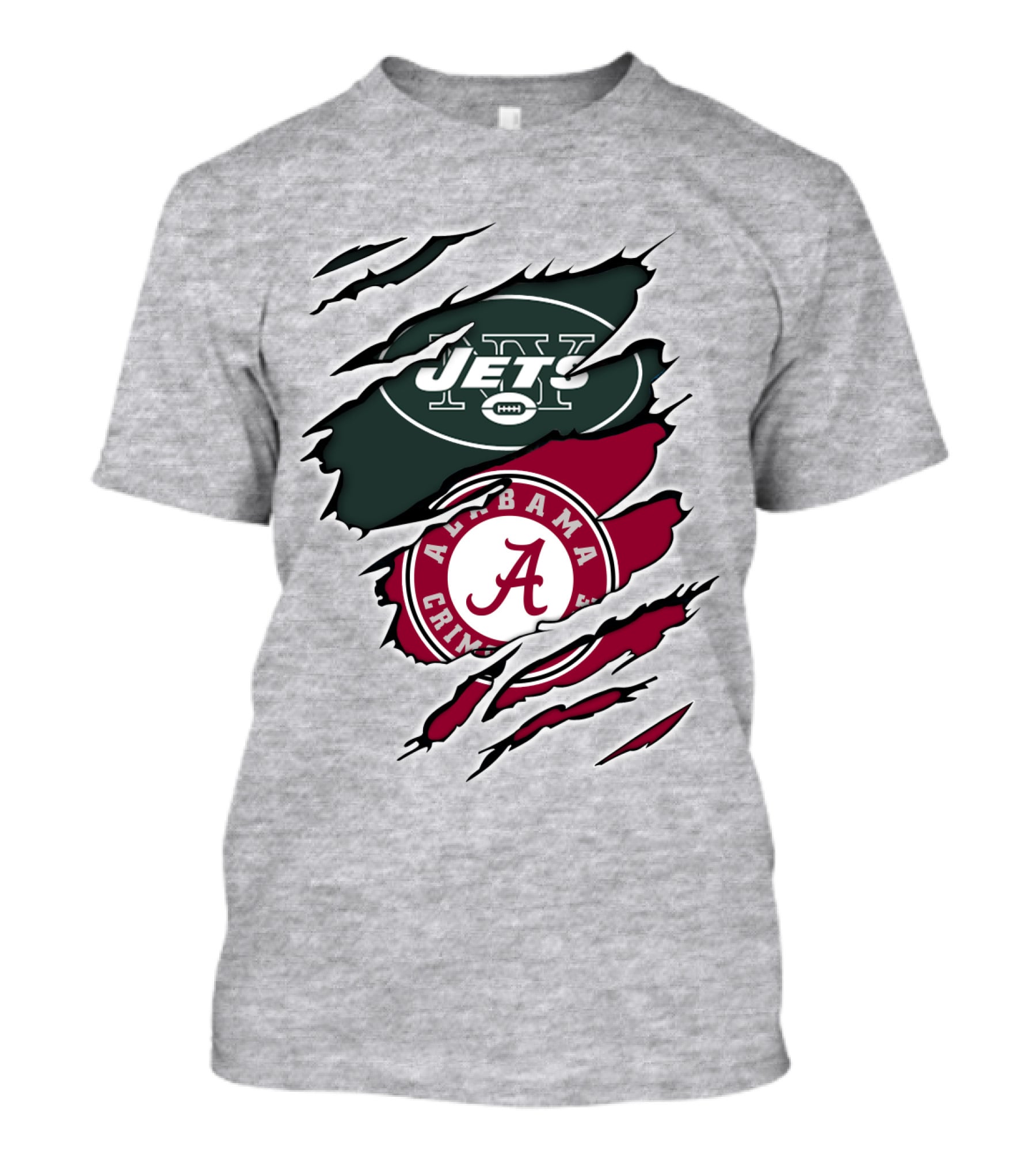 Jets Alabama Crimson Tide Football Logo Torn Ripped T-Shirt