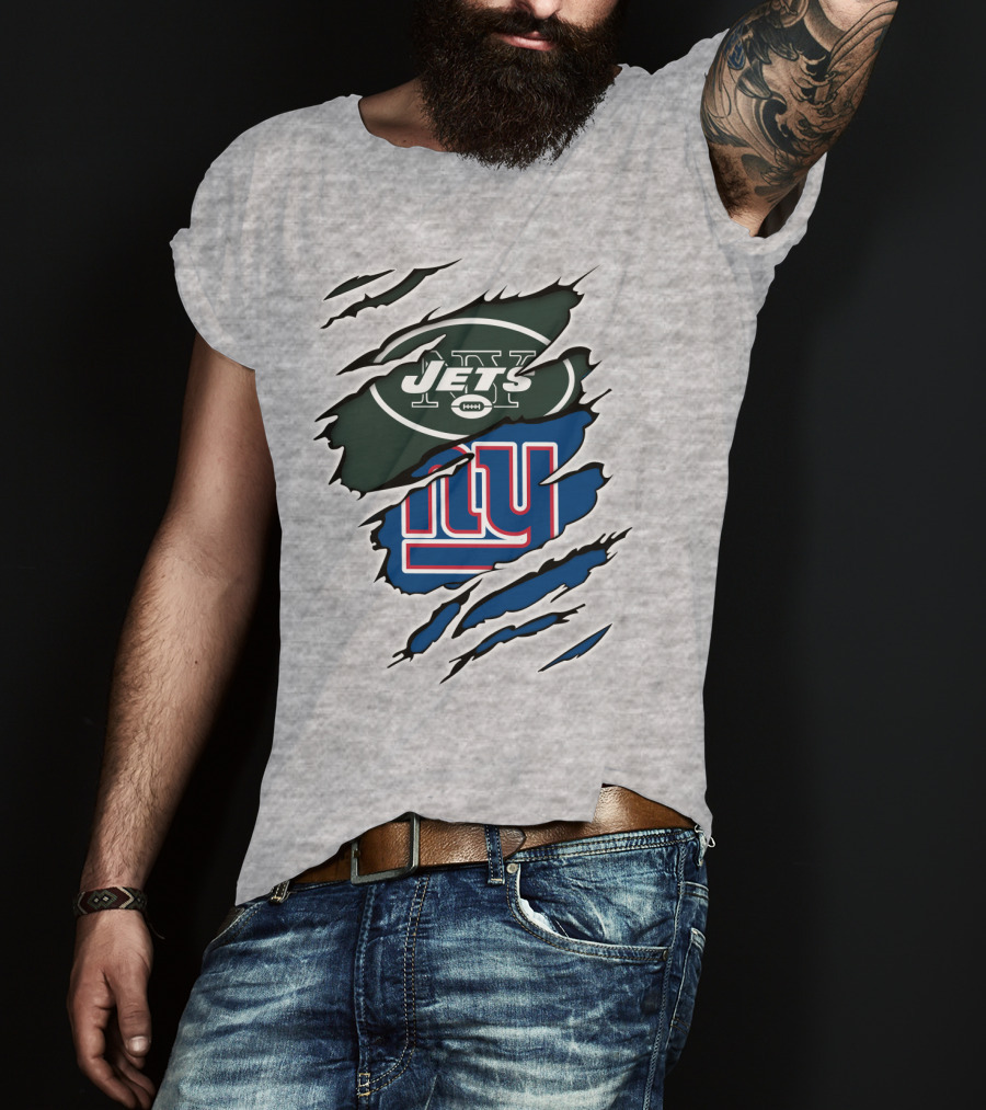 Jets Giants Logo Ripped T-Shirt