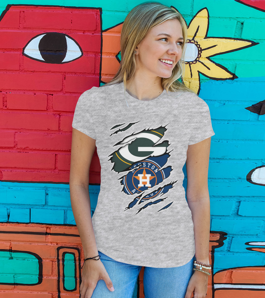Green Bay Packers Houston Astros Claw Marks T-Shirt
