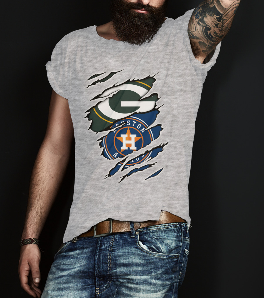 Green Bay Packers Houston Astros Claw Marks T-Shirt