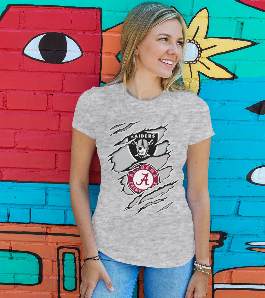 Raiders Alabama Crimson Tide Logo Mashup T-Shirt
