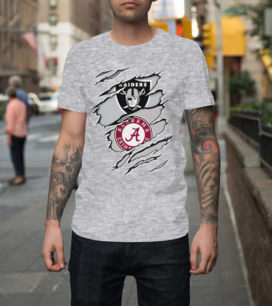 Raiders Alabama Crimson Tide Logo Mashup T-Shirt