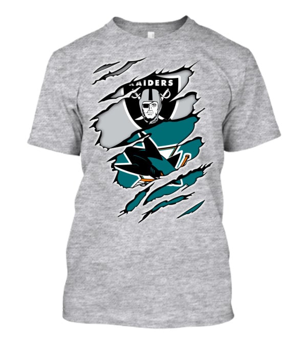 Raiders Sharks Logo Ripped T-Shirt