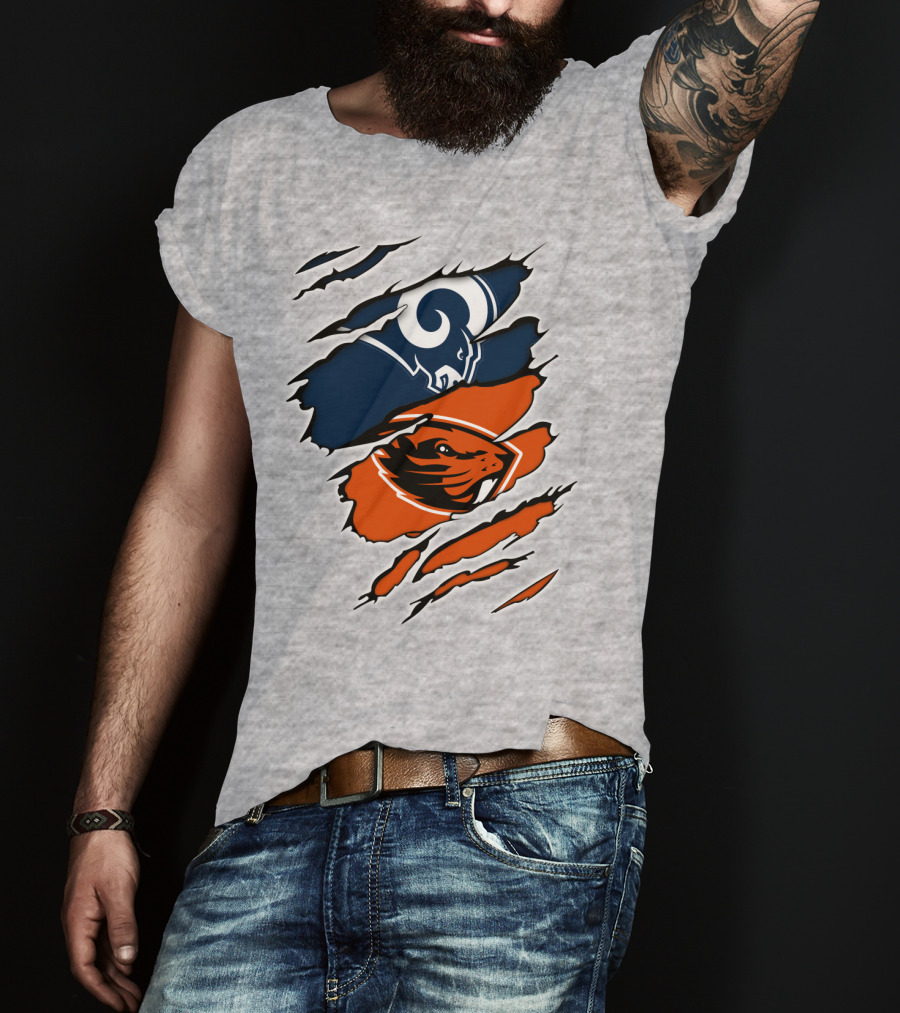 Ram Beavers NFL Meets College Mascot Fusion T-Shirt