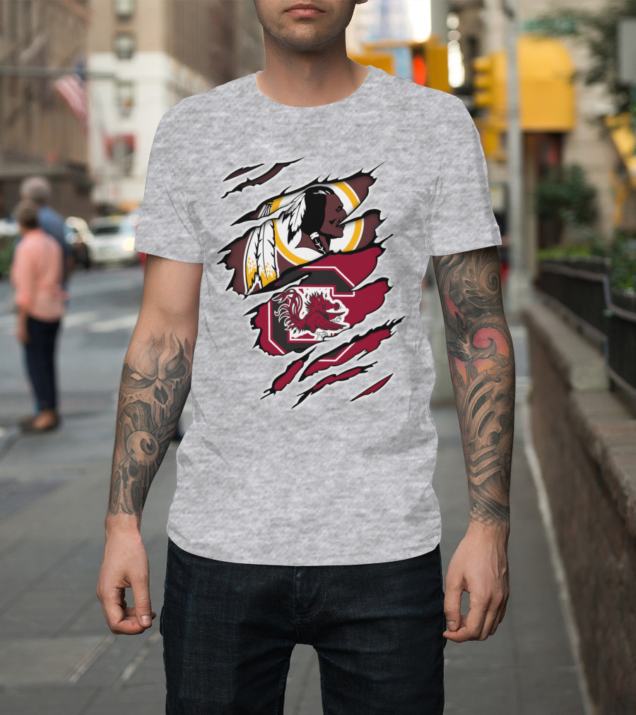 Redskins Gamecocks Logo Mashup T-Shirt