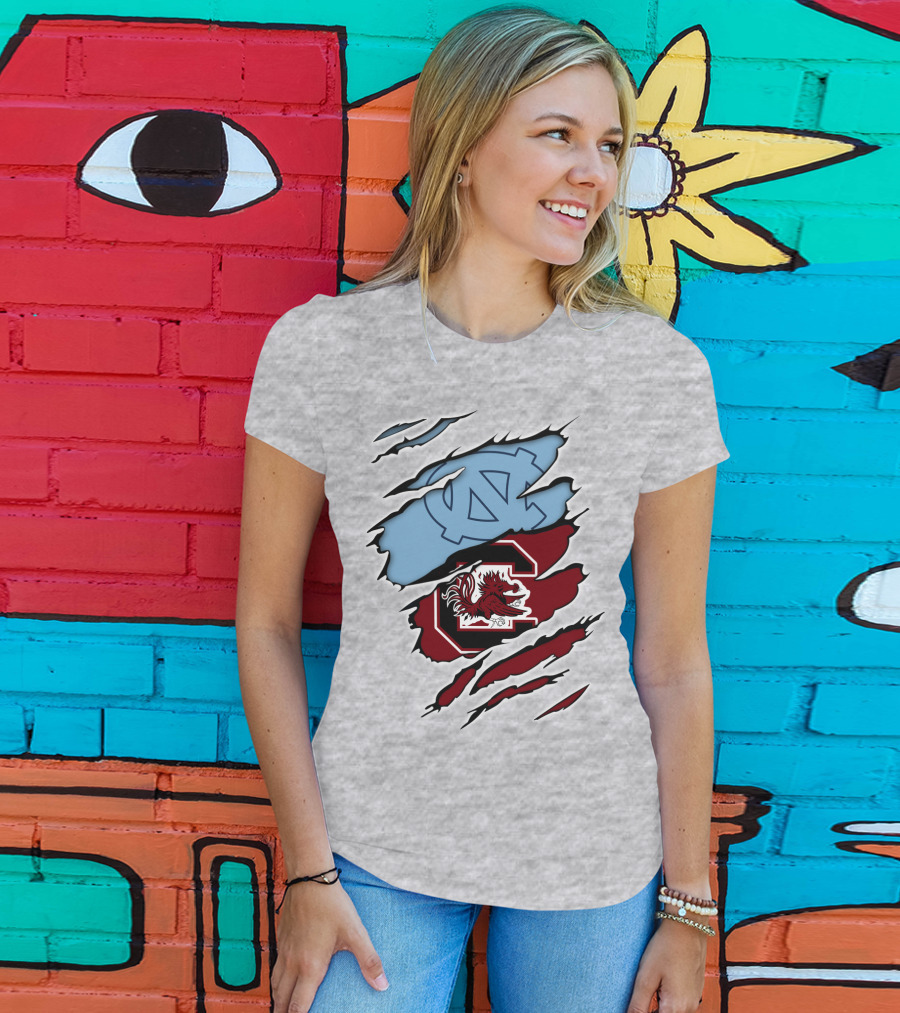 UNC Tar Heels South Carolina Gamecocks Rivalry Claw Marks T-Shirt