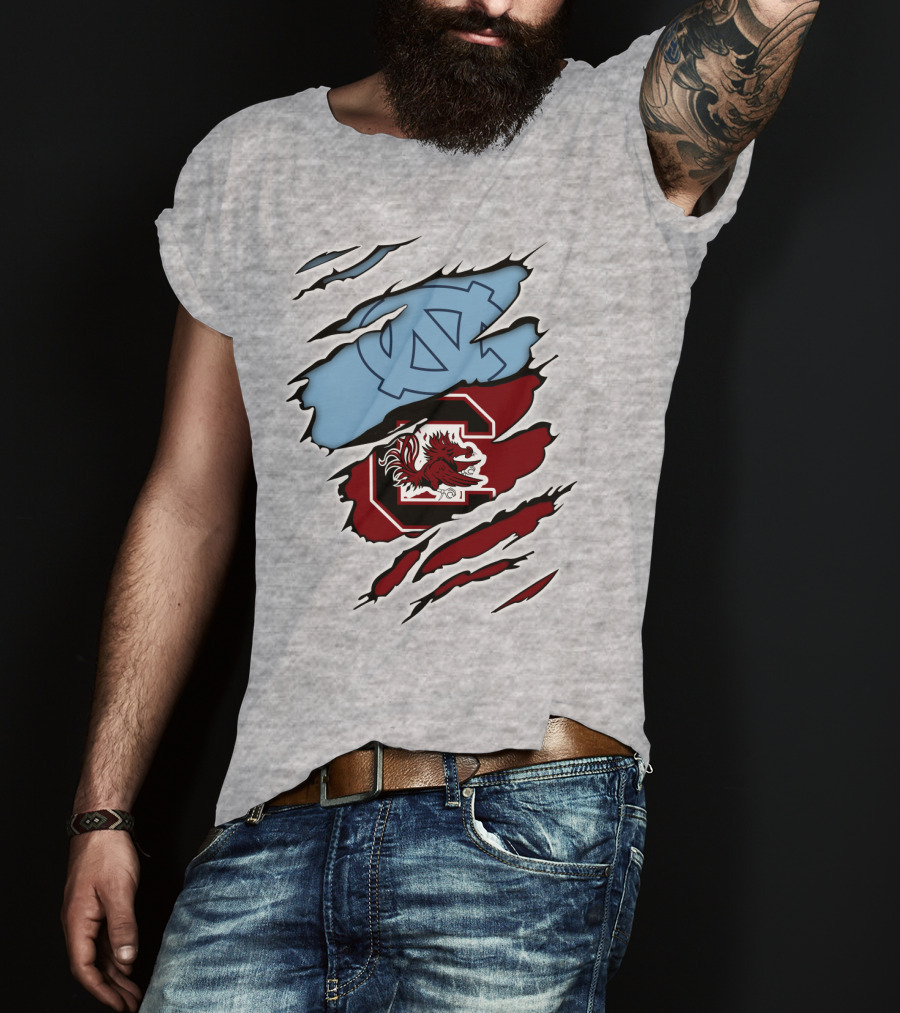 UNC Tar Heels South Carolina Gamecocks Rivalry Claw Marks T-Shirt