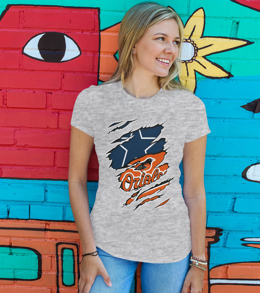 Cowboys Star Orioles Bird Logos Layered T-Shirt