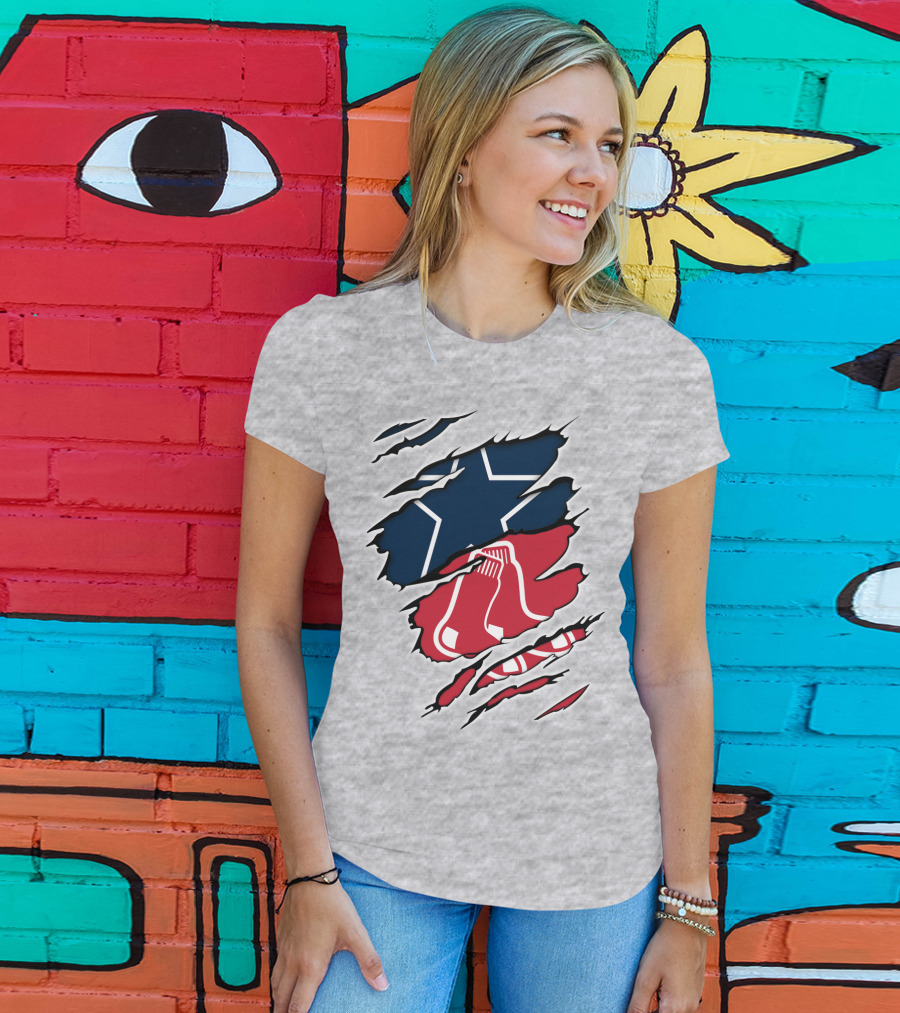 Cowboys Red Sox Logo Mashup T-Shirt