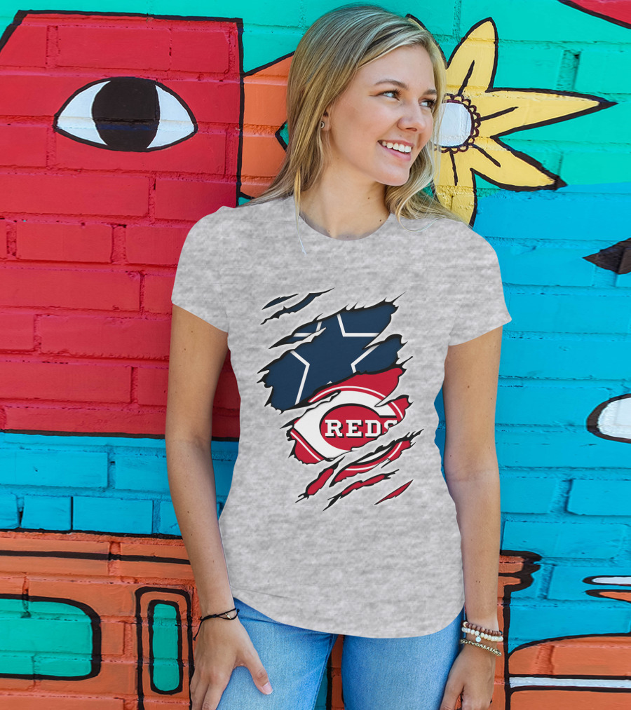 Cowboys Star Reds Logo Ripped T-Shirt