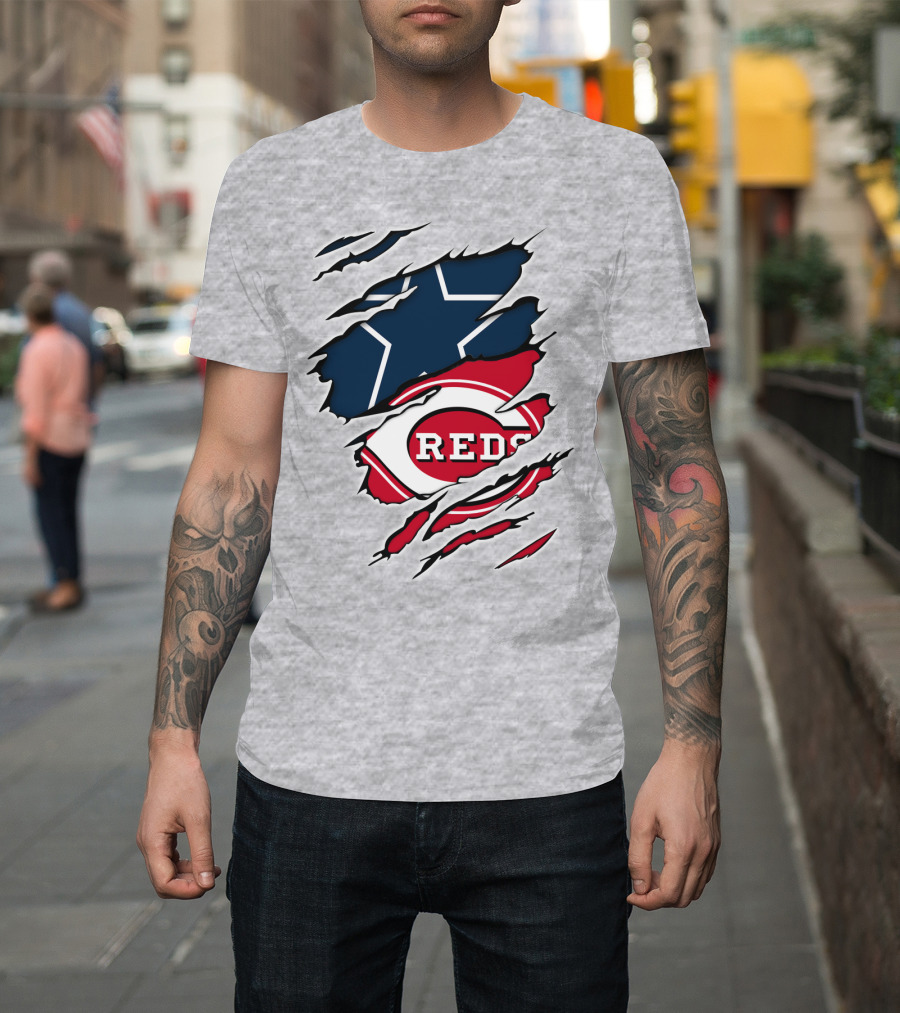 Cowboys Star Reds Logo Ripped T-Shirt