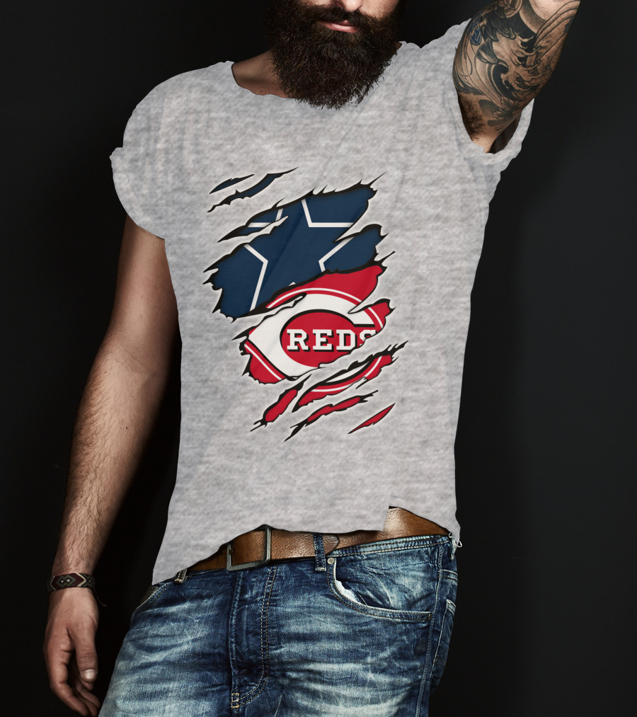 Cowboys Star Reds Logo Ripped T-Shirt