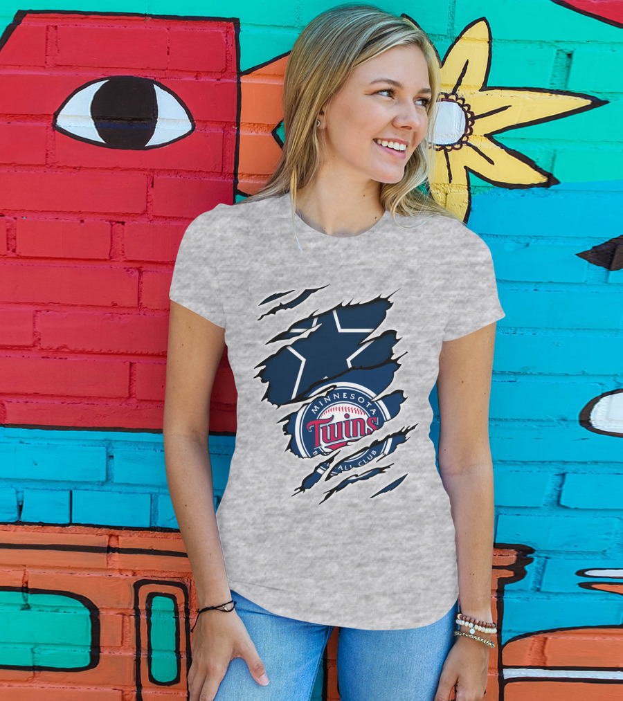 Minnesota Twins Dallas Cowboys Logo Mashup T-Shirt