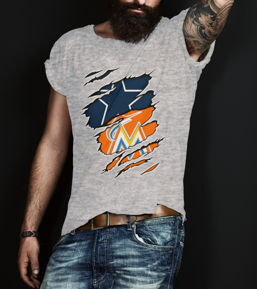 Cowboys Marlins Logo Tear T-Shirt