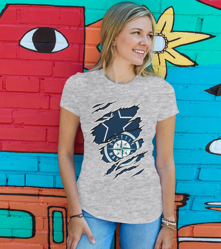 Seattle Mariners Cowboys Star Ripped T-Shirt