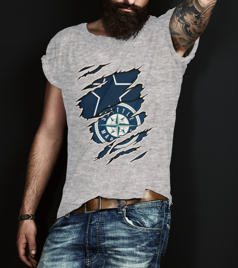 Seattle Mariners Cowboys Star Ripped T-Shirt