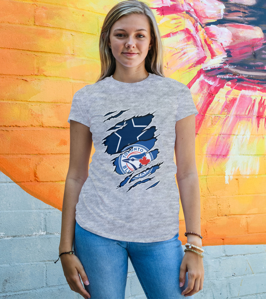 Toronto Blue Jays Dallas Cowboys Ripped T-Shirt