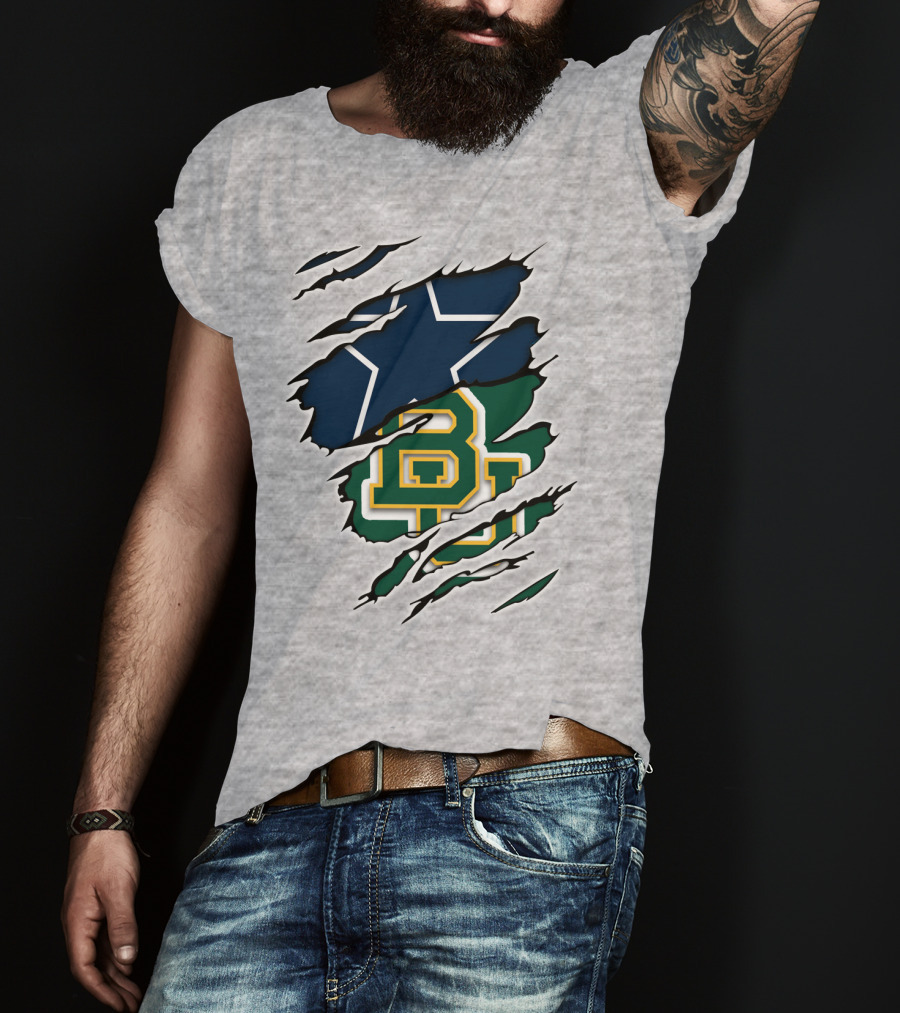 Baylor Cowboys Star Rip Claw Marks T-Shirt